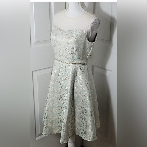Ryu Mint Sleeveless Brocade A-Line Dress - Picture 6 of 16